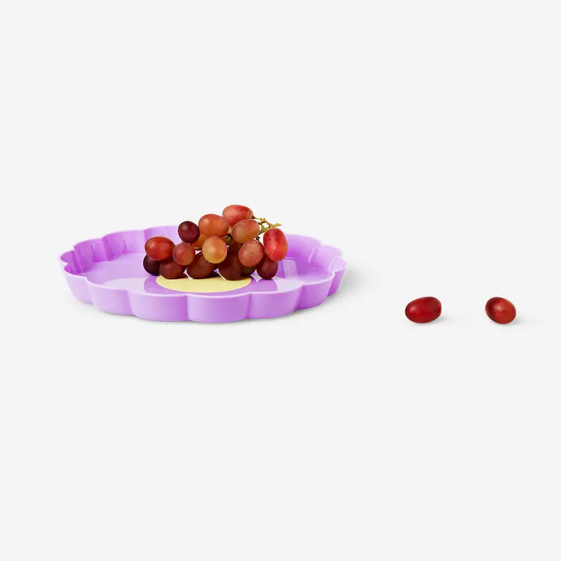 Çiçek Şeklinde Mor Plastik Tabak