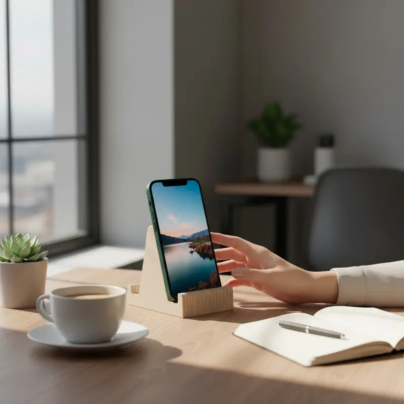 Çift Taraflı Ahşap Telefon Tutucu | Masa Üstü Telefon Standı | Pratik ve Dekoratif