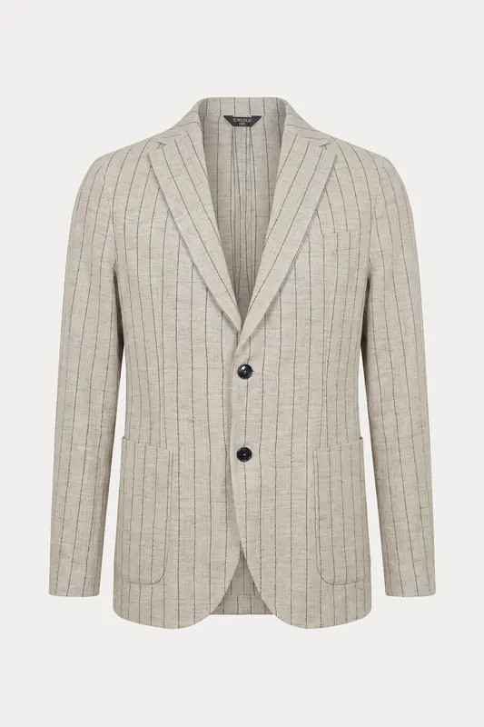 Circolo 1901 Spor Cepli Çizgili Keten Blazer Ceket