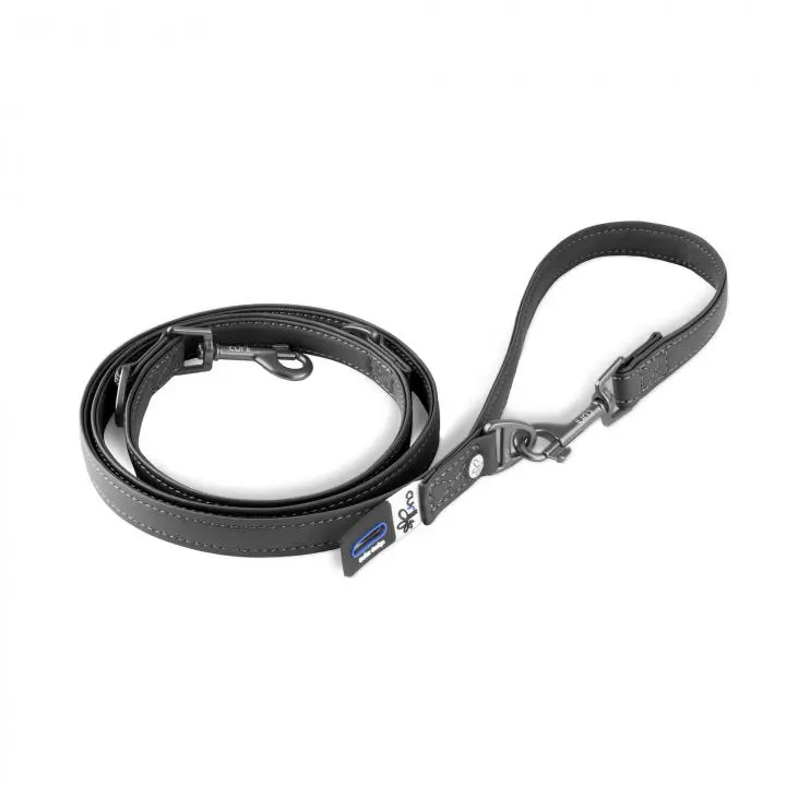 Curli Apple Leather Adjustable Köpek Leash Black