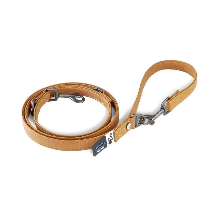 Curli Apple Leather Adjustable Köpek Leash Brown