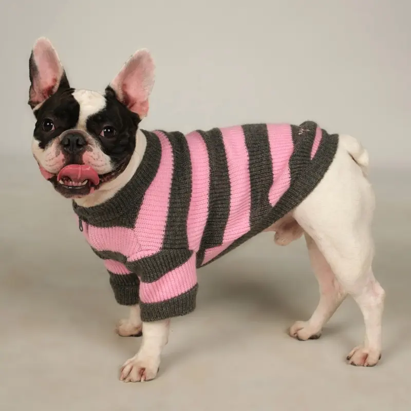 Dalton Pembe Gri Çizgili Köpek Kazak