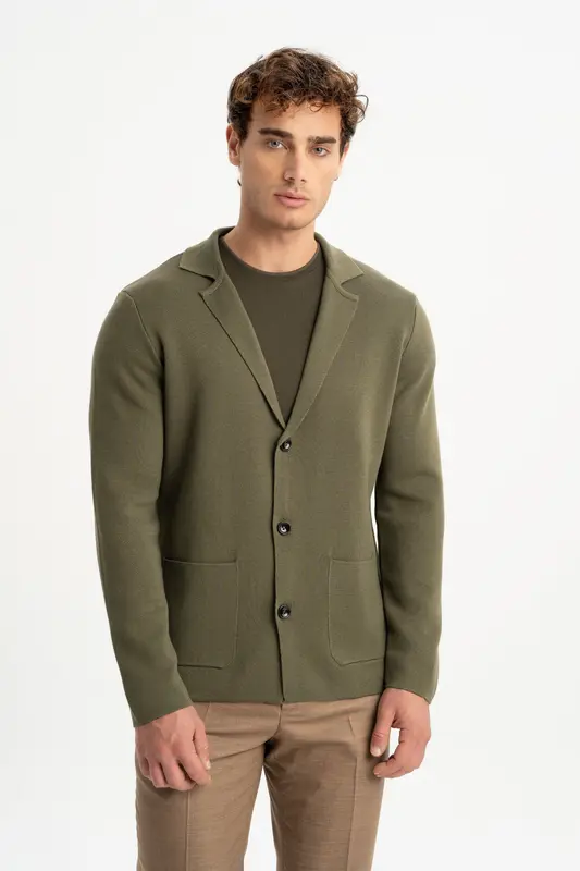 DEREOBA Haki Triko Blazer Ceket