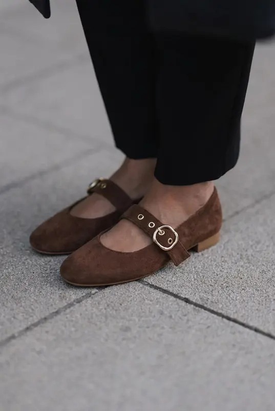 Dexor Acı Kahve Süet Kadın Babet