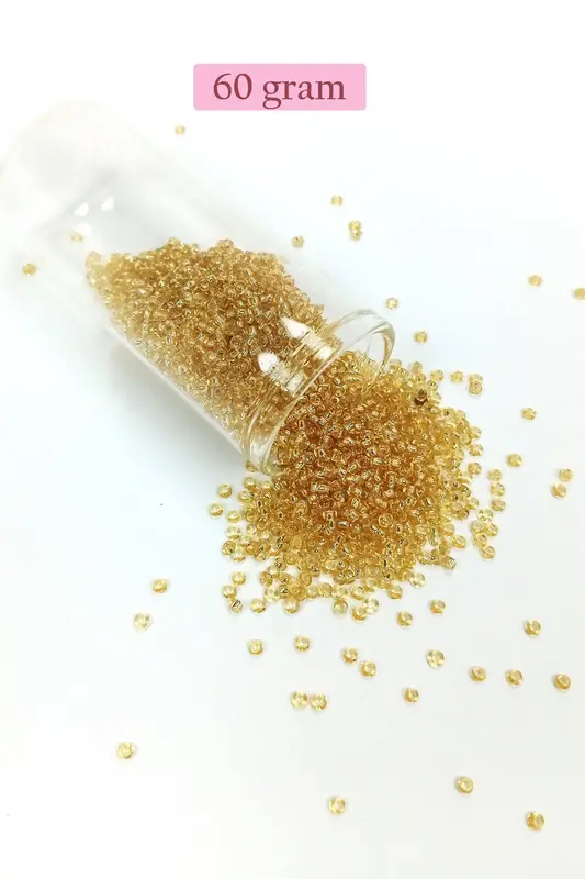 Dökme Cam Kum Boncuk (11/0) 2 mm - 60 Gram - Şeffaf Bal Rengi - BNC068