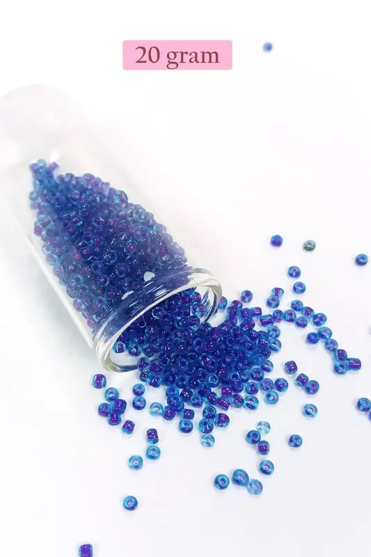 Dökme Cam Kum Boncuk (8/0) 3 mm - 20 Gram - Şeffaf Koyu Mavi - BNC161