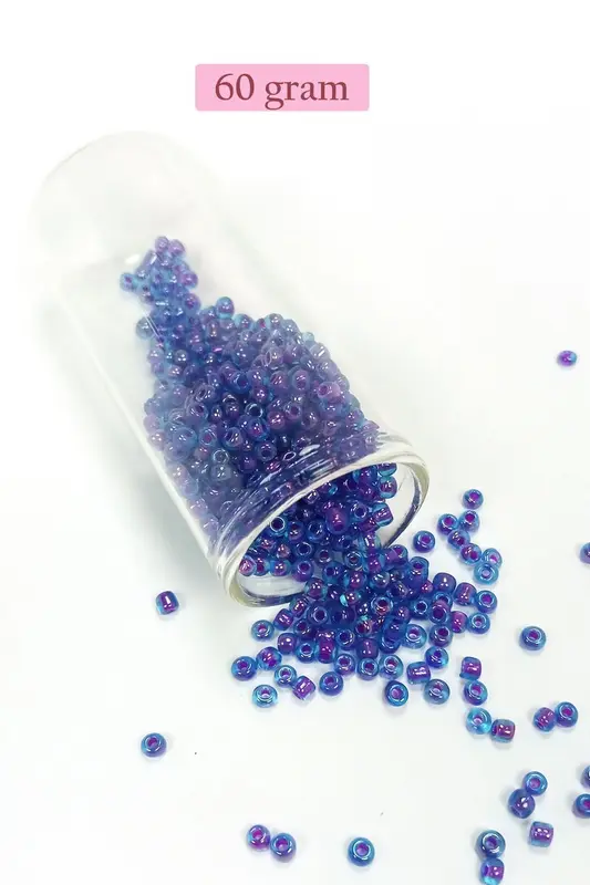 Dökme Cam Kum Boncuk (8/0) 3 mm - 60 Gram - Şeffaf Mavi - BNC190
