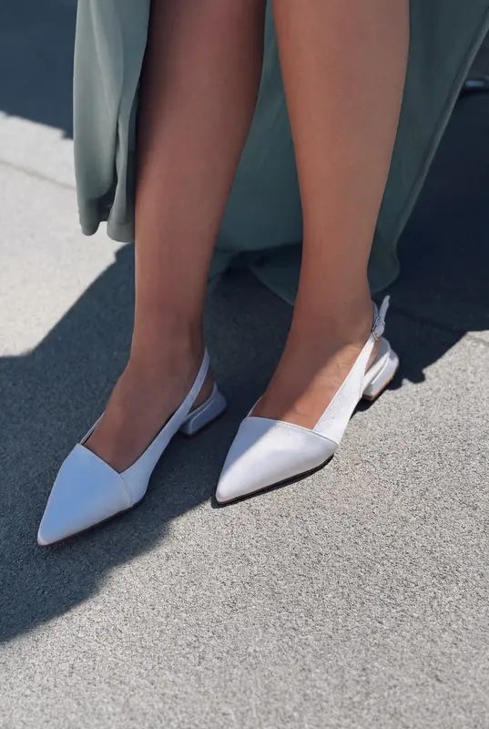 Drest Beyaz Mat Deri Kadın Stiletto