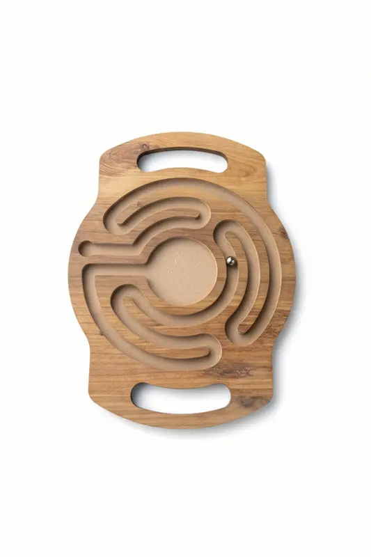 El Labirenti Kahverengi Ahşap Puzzle | MDF Eğitici Oyun | 29x22 cm