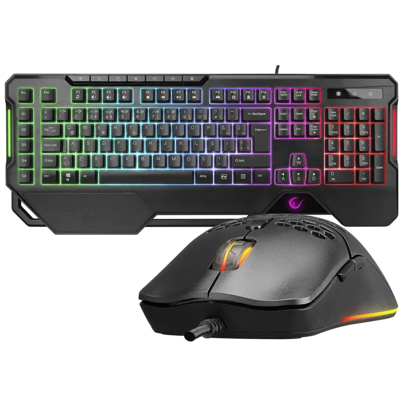 ELEMENTAL - RGB Multimedia Klavye ve 7200 Dpi Mouse Oyuncu Set-Siyah