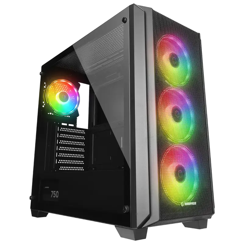 ELYSIAN MESH - 750W 80 Plus Bronze Temperli Camlı Mid-T Oyuncu Kasası-Siyah