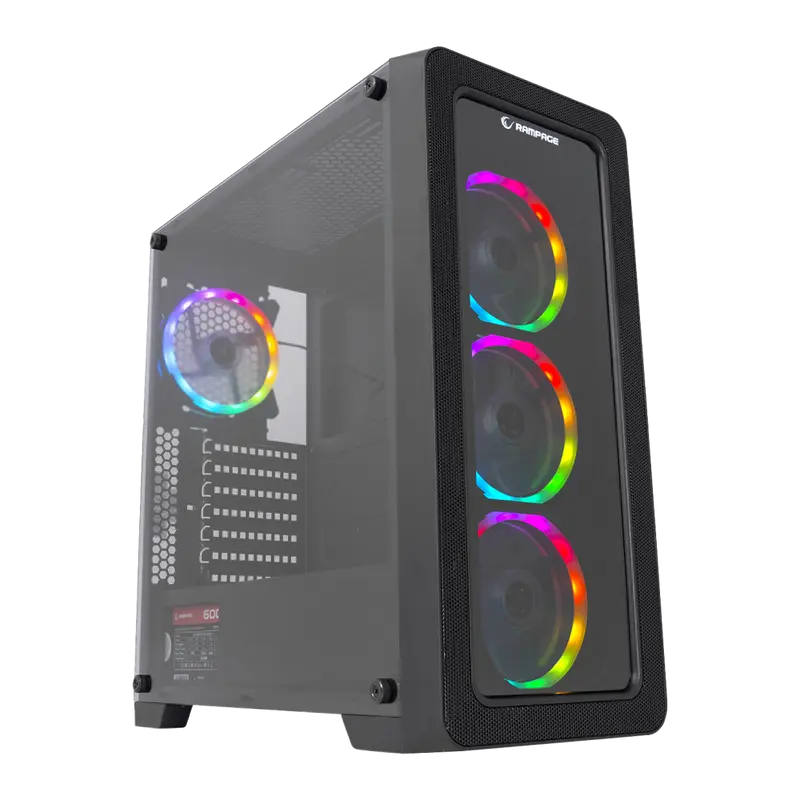 ESPECTRO - 4 Rainbow Fan 600W 80 Plus Bronze Temper Cam Oyuncu Kasası-Siyah