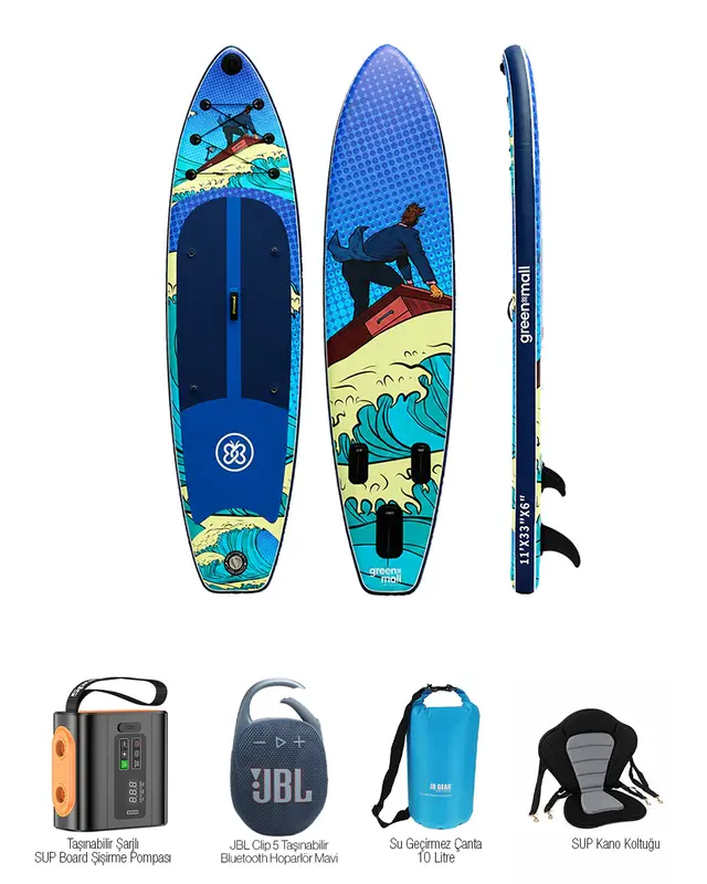 Explorer Set – Wave Fighter Şişme SUP Board / Paddle Board 335 cm