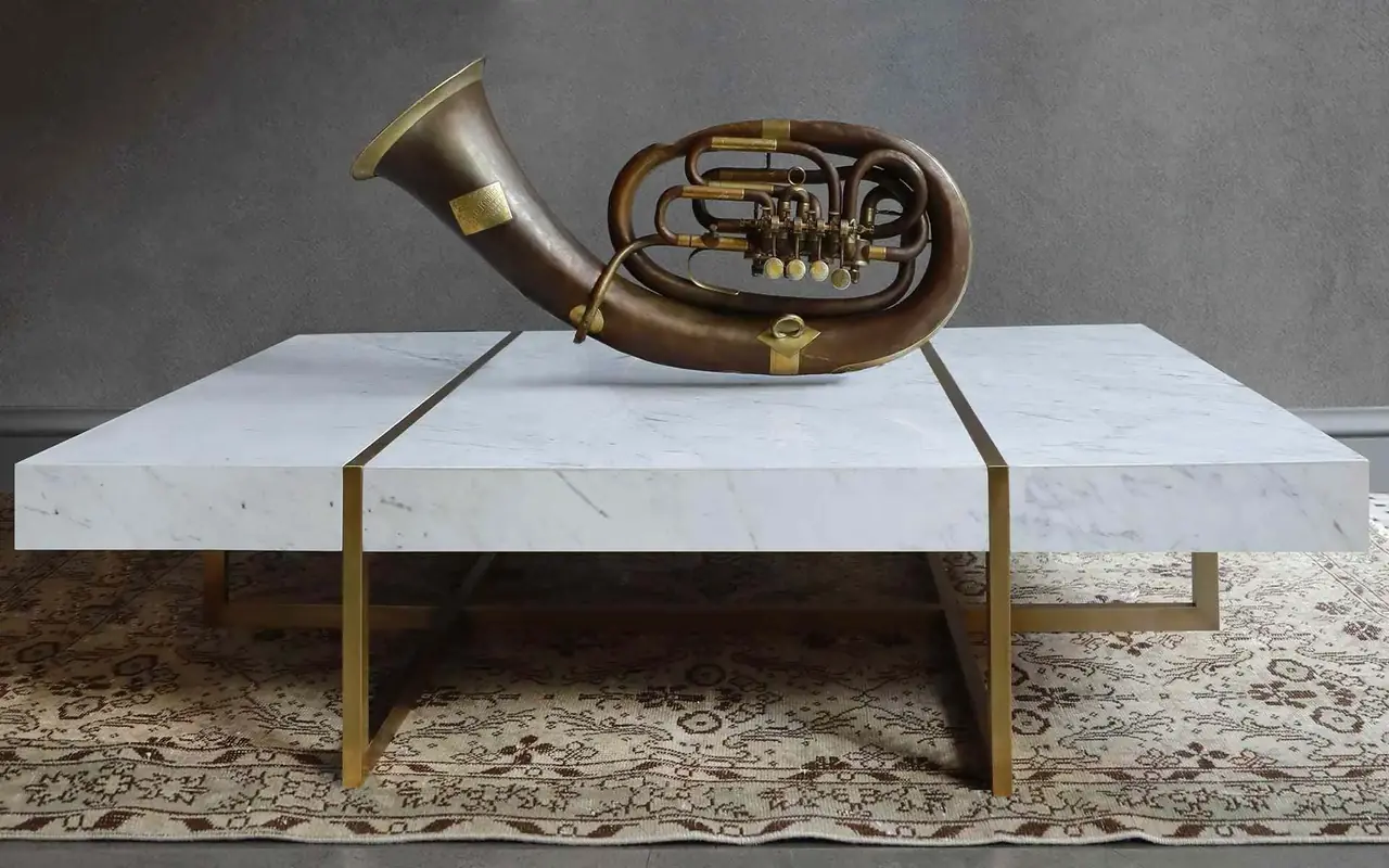 FAMED Orta Sehpa Carrara White Büyük (Teşhir)