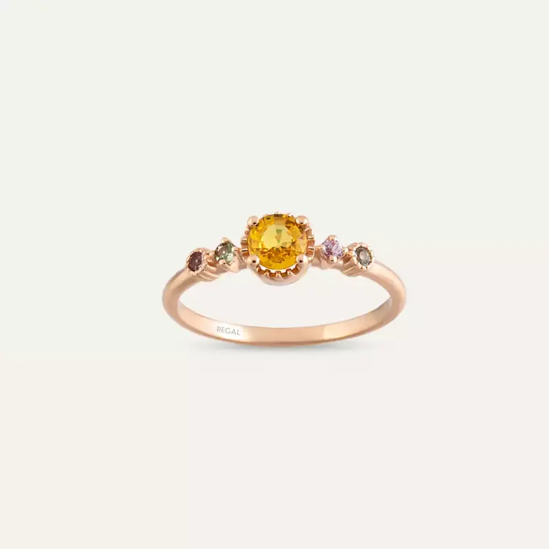 Fleshy 0.55 CT Multicolor Safir Taşlı Rose Altın Yüzük