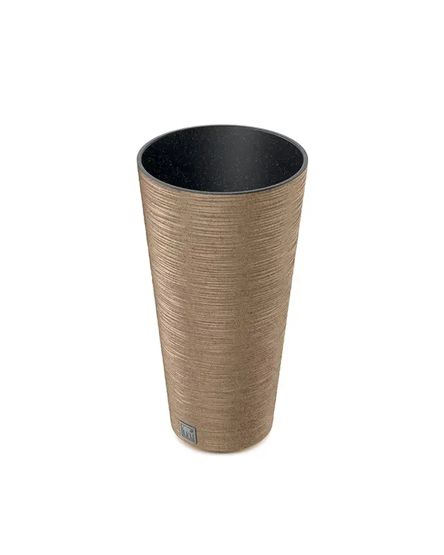 Furu Ahşap Katkılı Sütun Plastik Saksı Açık Kahverengi