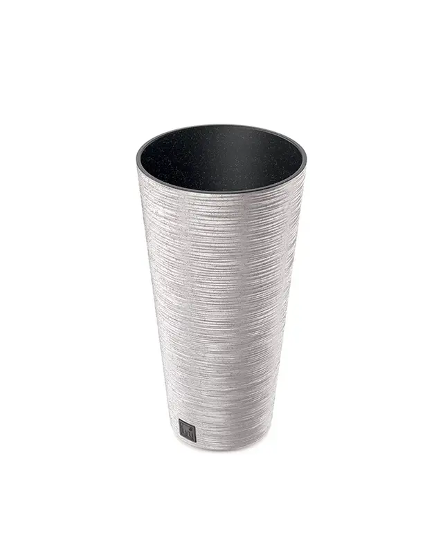 Furu Ahşap Katkılı Sütun Plastik Saksı Beyaz