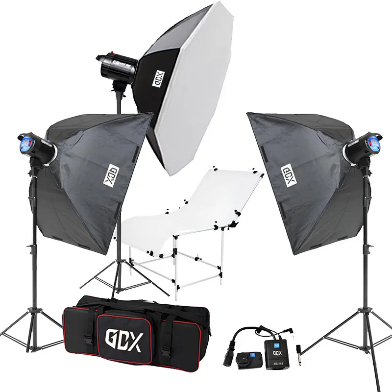 GDX BM400 3'lü Paraflaş Set + Çekim Masası 1x2 Metre
