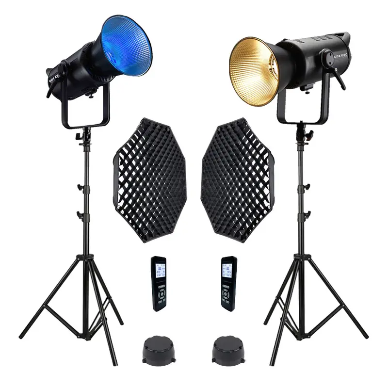 GDX Exc-180RGB-II Rgb Led Video Işığı 2'li Full Set (Gridli 95cm Octagon + 260 cm Kalın Işık Ayağı)