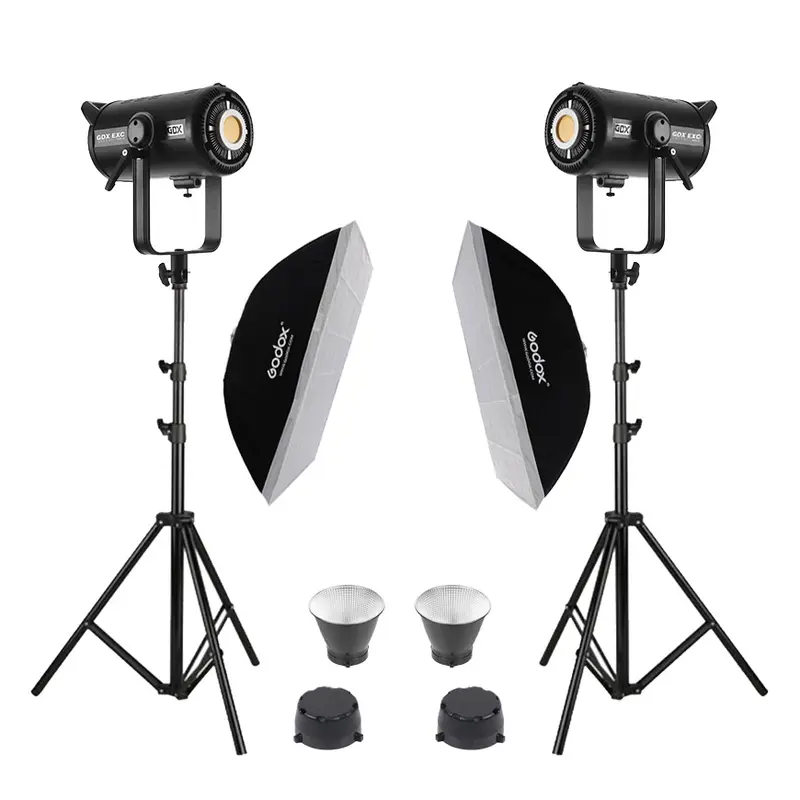 GDX EXC-220C-II Bi-Color LED Video Işığı 2’li Set 460W 2x 60x90 Softbox 260cm Ayak Tam Set