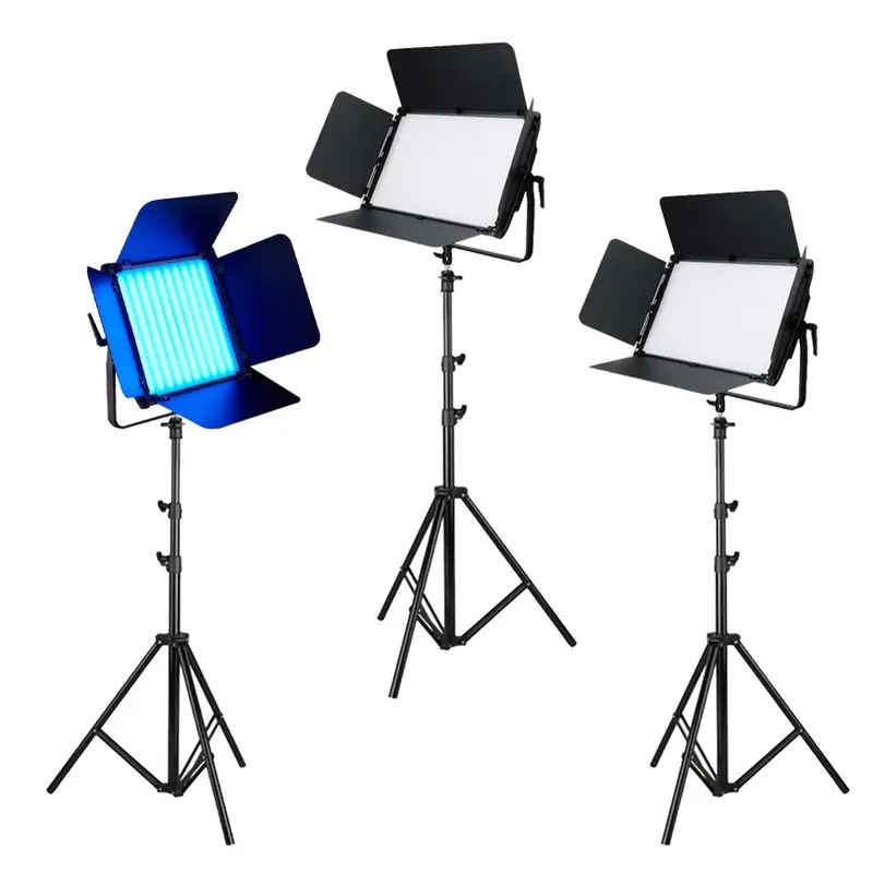 GDX Hibrit Panel Led Işık Seti CF-1500R RGB + CF-LED 1700W Üçlü Profesyonel Çekim Seti