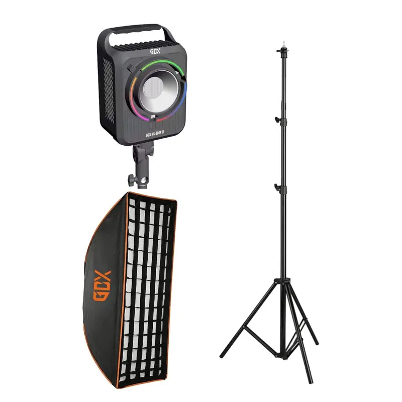 GDX ML-200R II 200W RGBWY Video ve Fotoğraf Işık Seti 2700K-6500K One Tick Softbox 260cm Ayaklı Profesyonel Kit