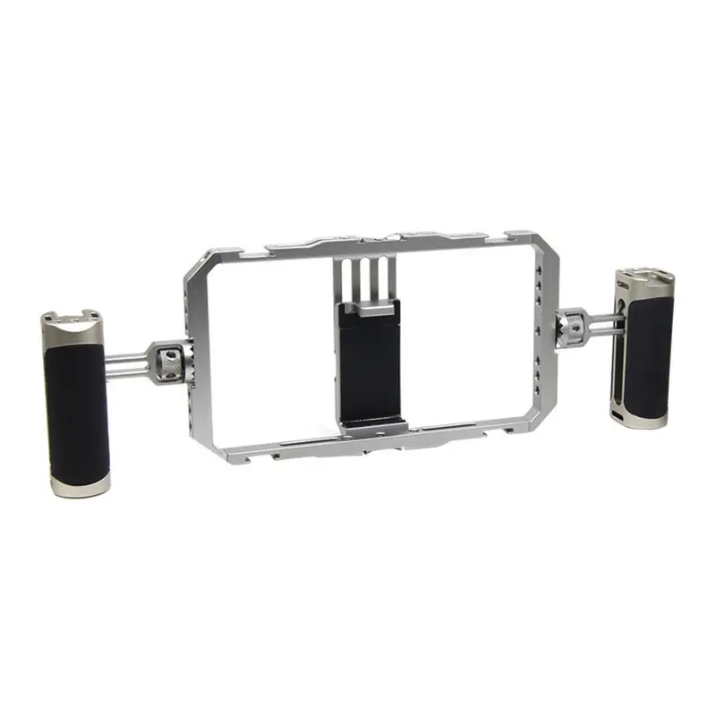 GDX PHN-08 Profesyonel Video Rig Çift Tutacaklı Metal Telefon Kafesi Vlog Ekipmanı