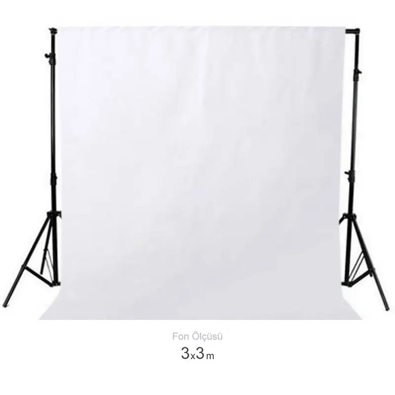 GDX Seyyar 3x3m Beyaz Fon Perde Sistemi Standlı E-Ticaret Ürün Çekim Portre Fotoğraf Stüdyo Seti