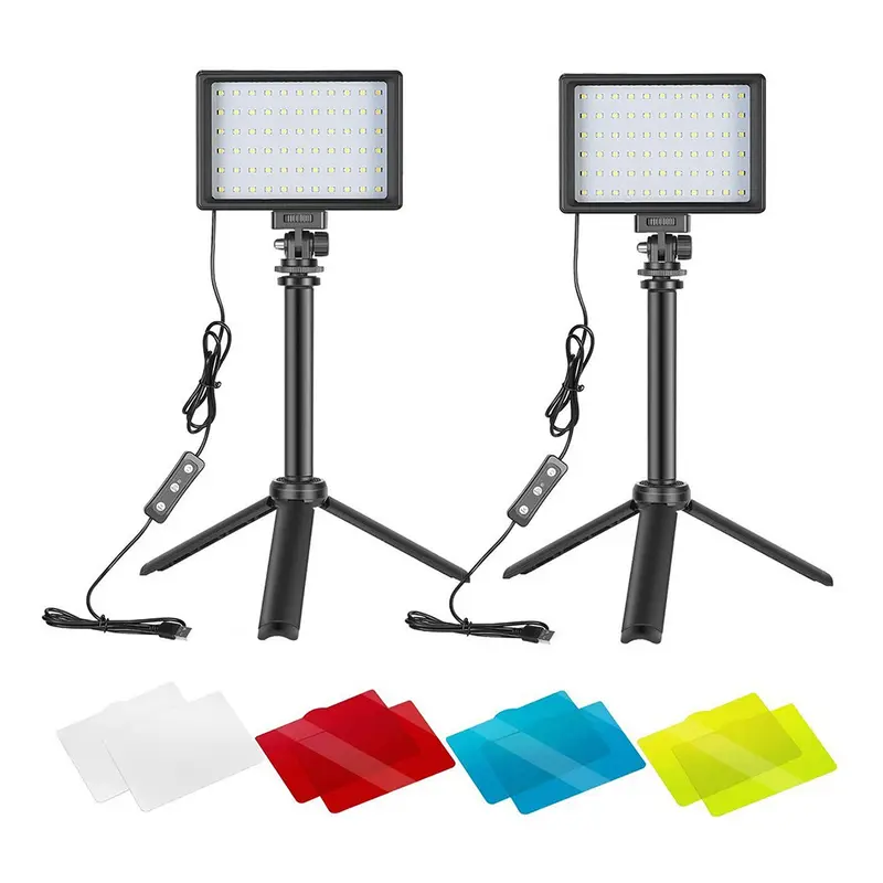 GDX SFT-120C 2'li LED Panel Bicolor Işık Seti Masaüstü Standlı Renkli Filtreli Vlog Yayıncı Işığı