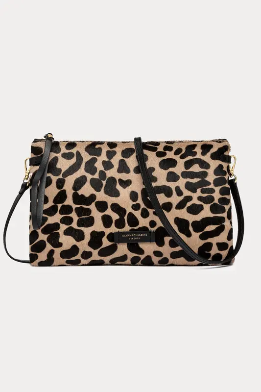 Gianni Chiarini Hermy Leopar Desenli Tay Tüyü Omuz Çantası
