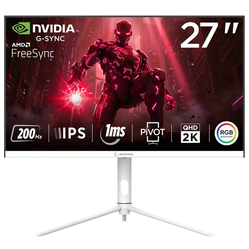 GLACIER GL27R200Q - 27'' 200Hz 1ms Fast IPS QHD 2K AdaptiveSync RGB Pivot Flat Oyuncu Monitörü