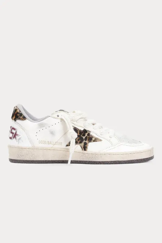 Golden Goose Ball-Star Leopar Desenli Deri Sneaker Ayakkabı