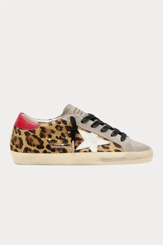 Golden Goose Super-Star Leopar Desenli Süet Sneaker Ayakkabı