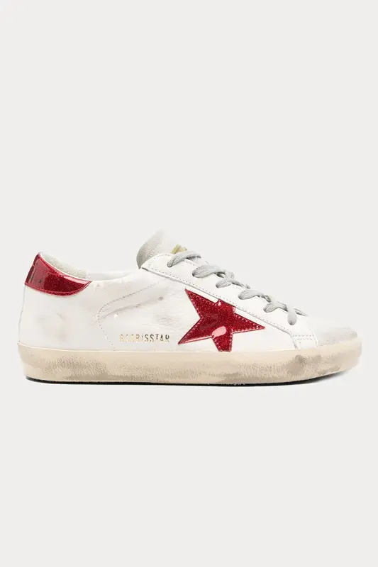Golden Goose Super-Star Simli Silikon Kaplı Deri Sneaker Ayakkabı