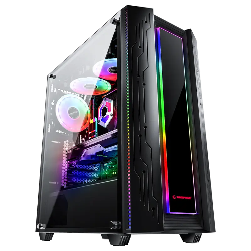 GRAND - 600W 80 Plus Bronze Temper Cam 14cm RGB Fan+Led Şeritli Oyuncu Kasası