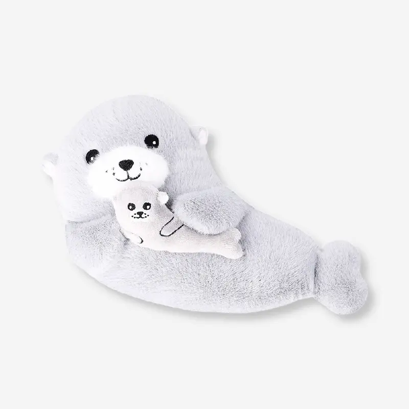 Gri Peluş Fok ve Yavrusu