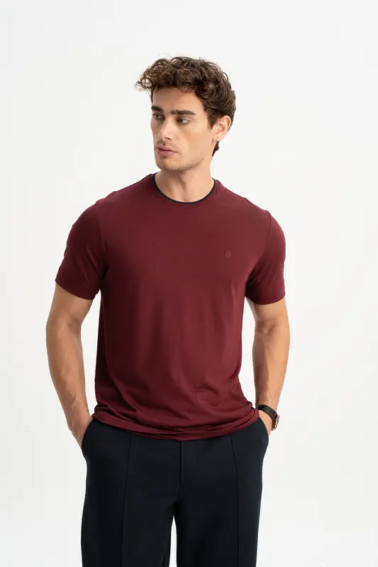 GÜLPINAR Bordo Kısa Kollu T-Shirt