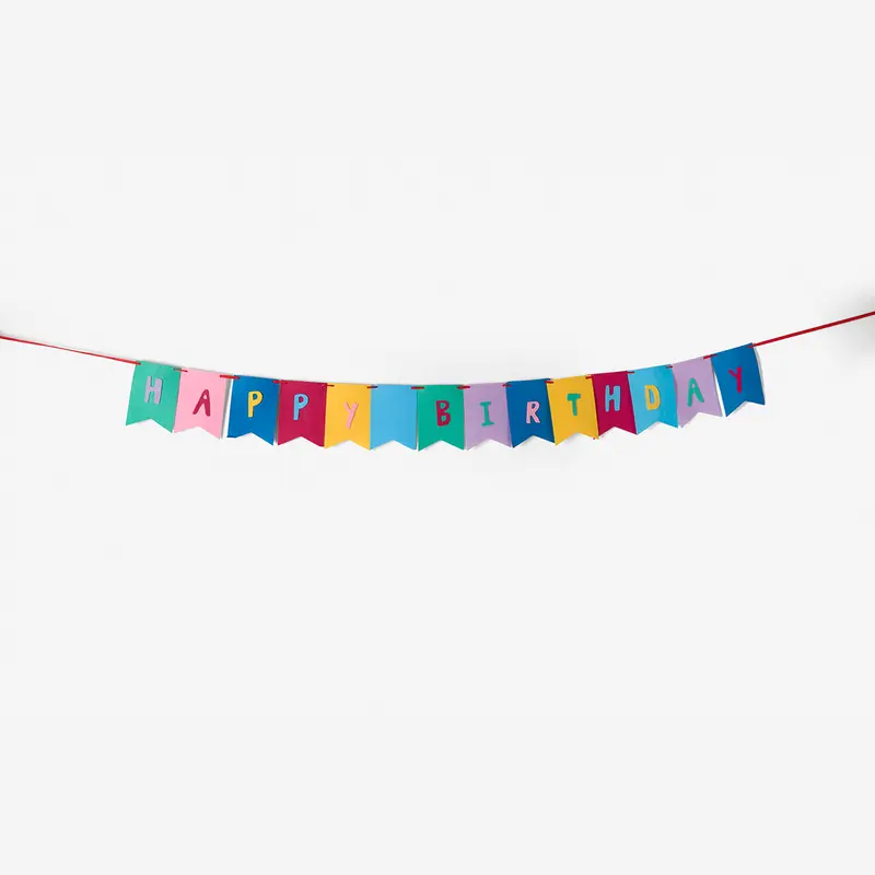 "Happy Birthday" Yazılı Renkli Keçe Süs