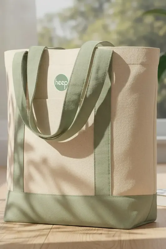 Heep Mint Yeşili Cepli Kanvas Tote Çanta