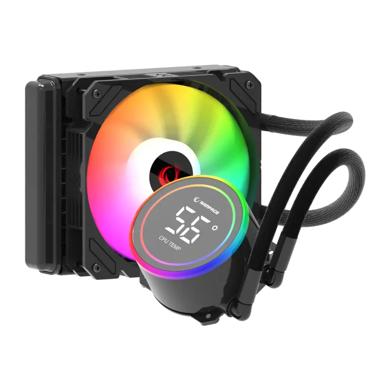 HELIOS C13 Siyah - Helios C13 12cm Fan Göstergeli Intel LGA1700/AMD AM5 ARGB 120mm Sıvı Soğutmalı Cpu Fan-Siyah