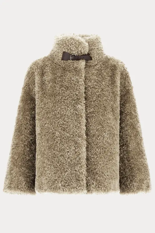 Herno Kemerli Dik Yaka Peluş Ceket
