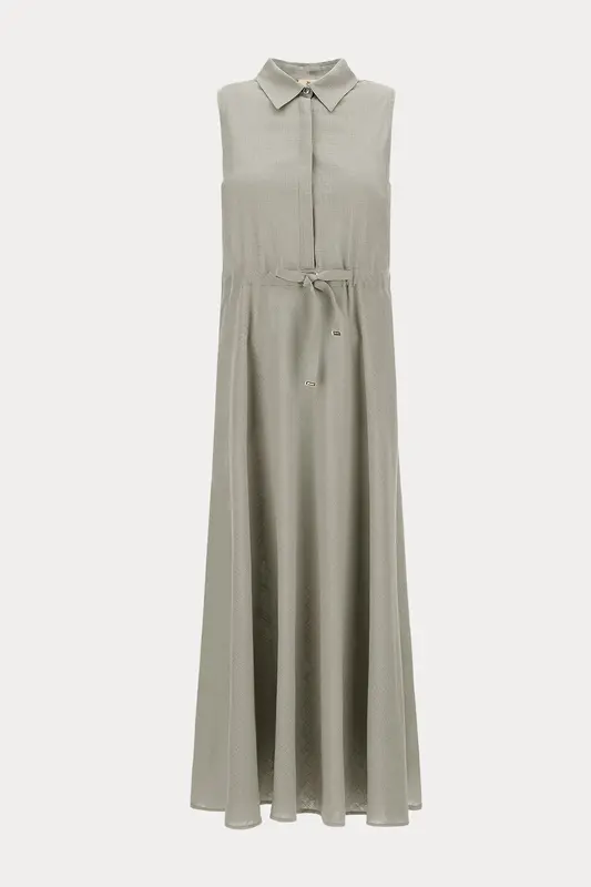 Herno Regular Fit Maxi Keten Elbise