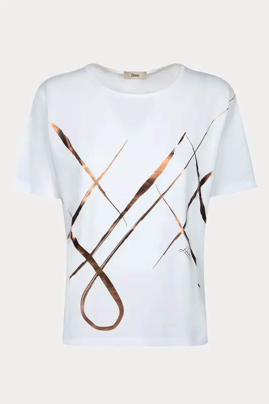 Herno Regular Fit Parlak Logolu Yuvarlak Yaka T-shirt
