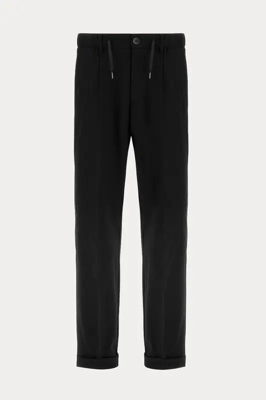 Herno Regular Fit Tek Pile Beli Lastikli Duble Paça Yün Pantolon