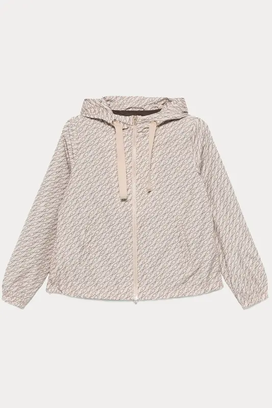 Herno Relaxed Fit Zincir Desenli Kapüşonlu Ceket