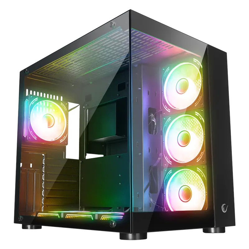 ICEWAVE PRO - Temperli Camlı 7x12cm ARGB Fan+Kontrolcü Transparan ATX Oyuncu Kasası-Siyah