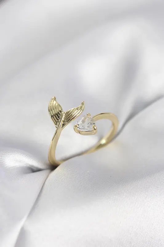 ILS-1098 Kadın Yüzük Gold Pirinç Zirkon Taşlı