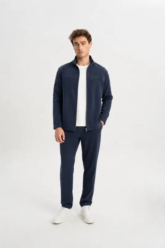 Indigo Uzun Kollu Dokuma Tencel Kombin