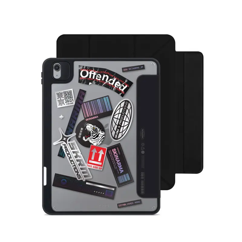 iPad Air 11 2024 Uyumlu Kılıf SkinArma Sticker Tasarımlı Arkası Şeffaf Çıkarılabilir Magnetik Henko Kılıf