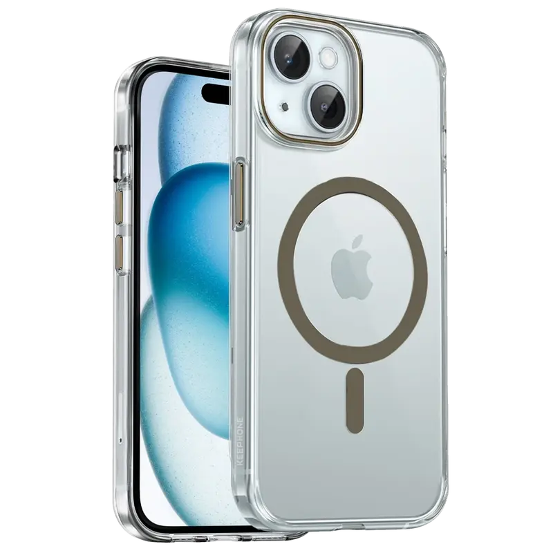 iPhone 15 Aurora Şeffaf Magsafe Kılıf - Titanyum Gri